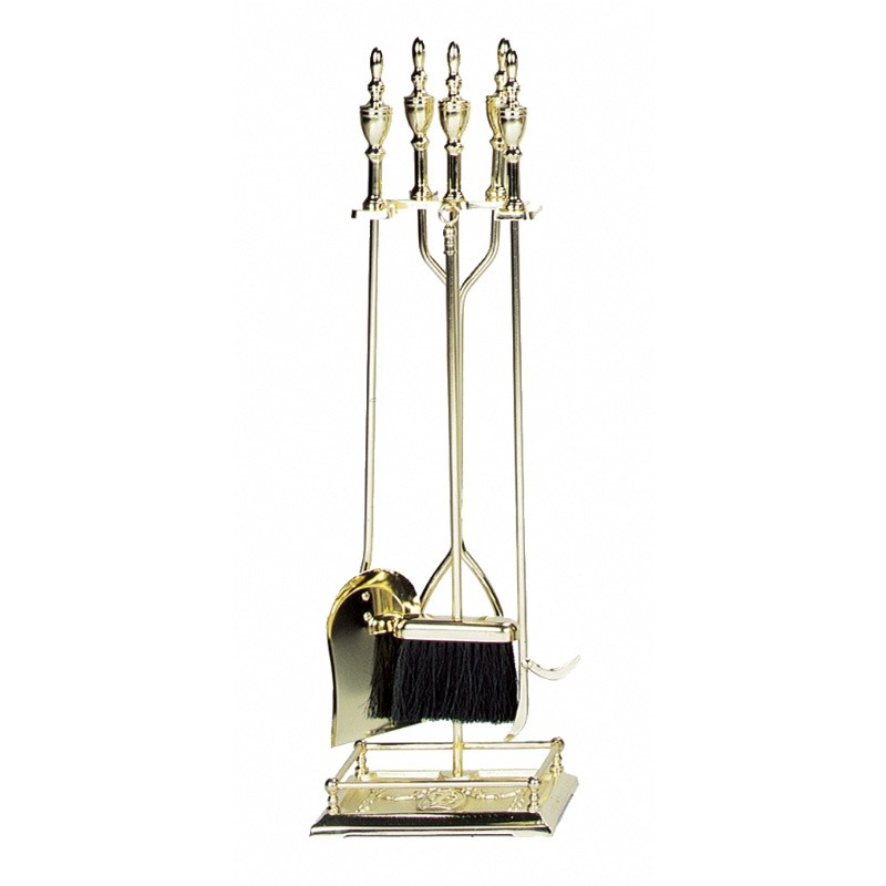 5 Piece Polished Brass Fireset (F-2205) : Fire Pits & Fireplaces