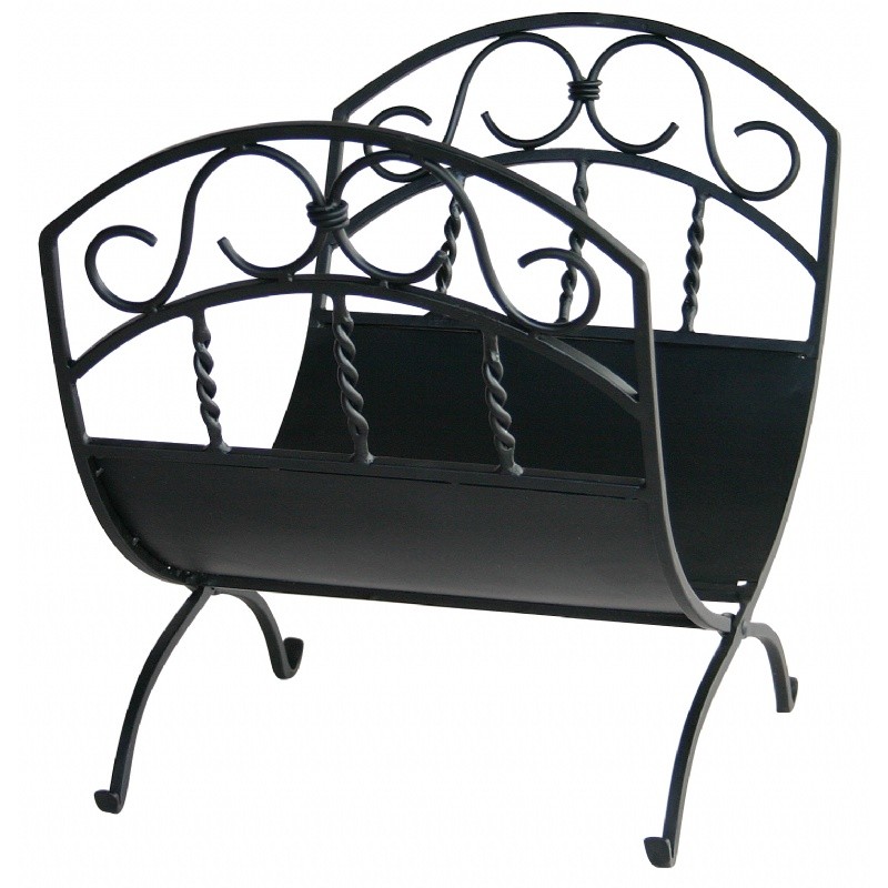Black Wrought Iron Log Rack With Scrolls : Fire Pits & Fireplaces