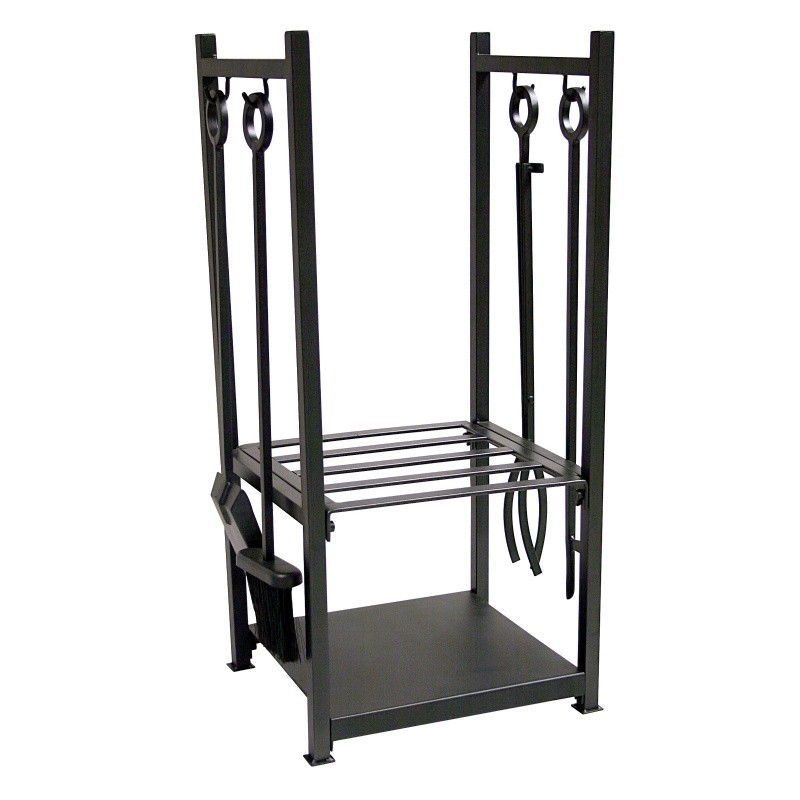 Black Wrought Iron Log Rack With Tools : Fire Pits & Fireplaces