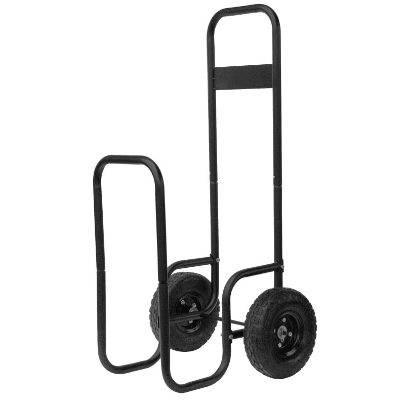 Large Black Wrought Iron Log Rack With Wheels : Fire Pits & Fireplaces