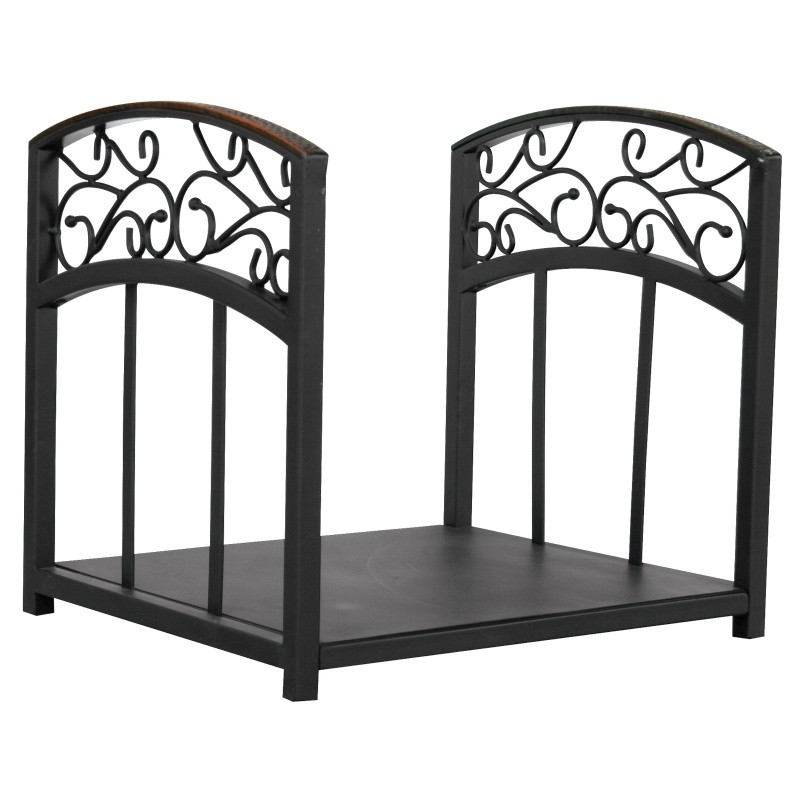 Black Log Rack With Hammered Copper Top Trim : Fire Pits & Fireplaces