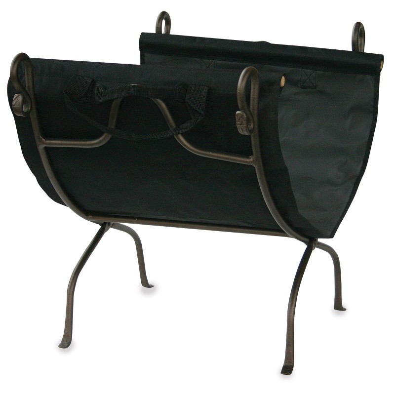 Bronze Wrought Iron Log Rack With Canvas Carrier : Fire Pits & Fireplaces