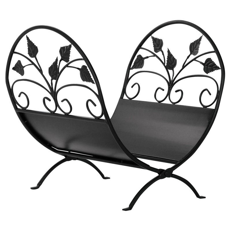 Graphhite Finish Log Holder With Leaves : Fire Pits & Fireplaces