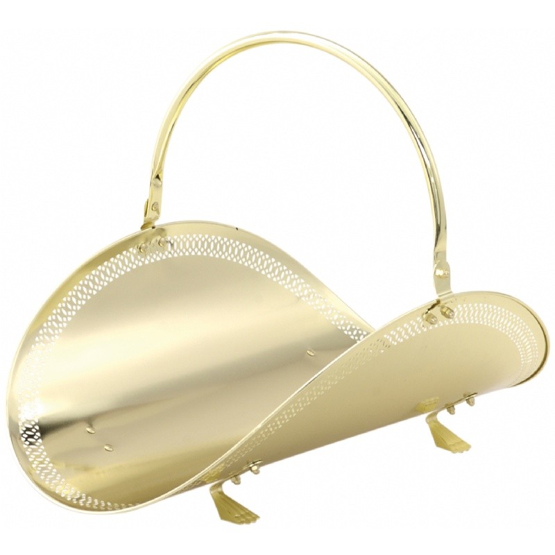 Home & Garden: Fire Pits & Fireplaces: 19" Polished Brass Filigree Woodbasket