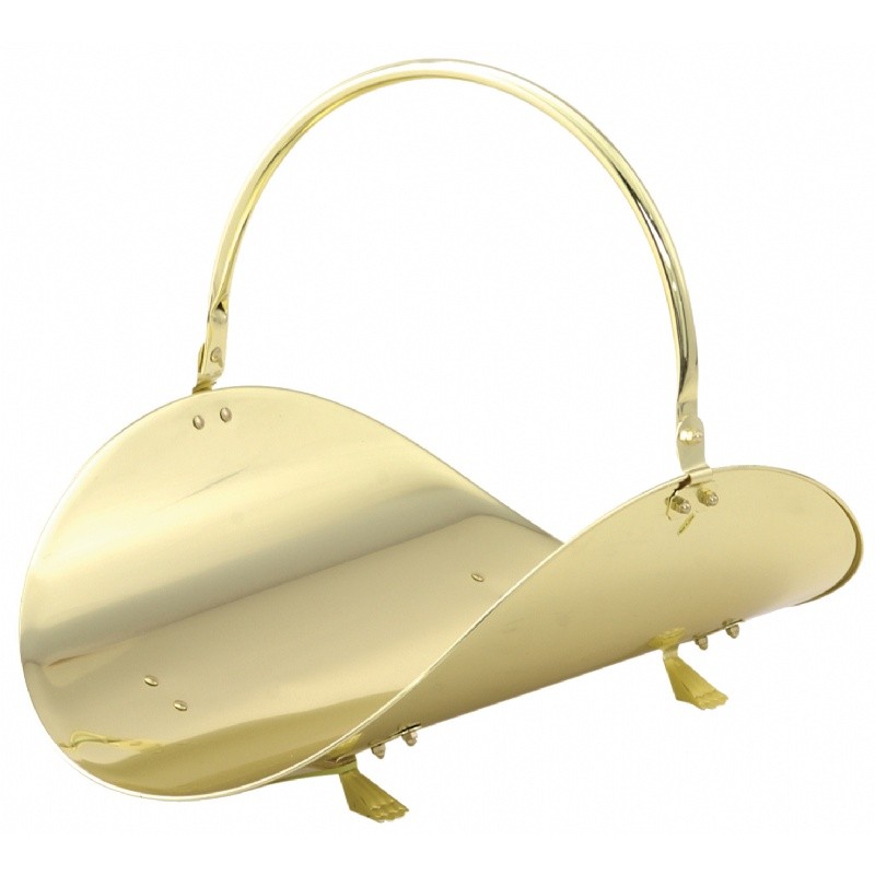 19" Polished Brass Woodbasket : Fire Pits & Fireplaces