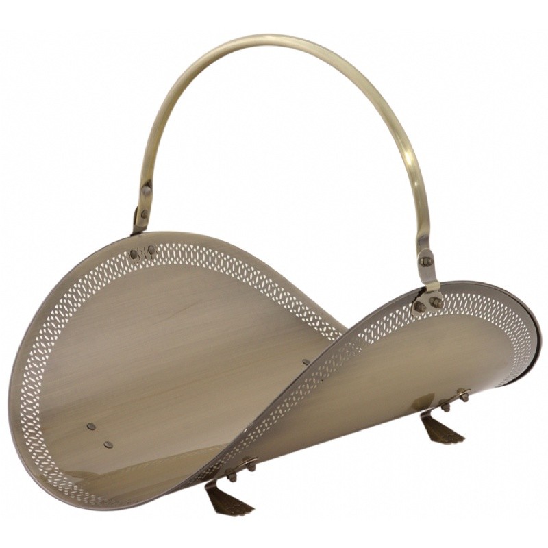 Home & Garden: Fire Pits & Fireplaces: 21" Antique Brass Filigree Woodbasket