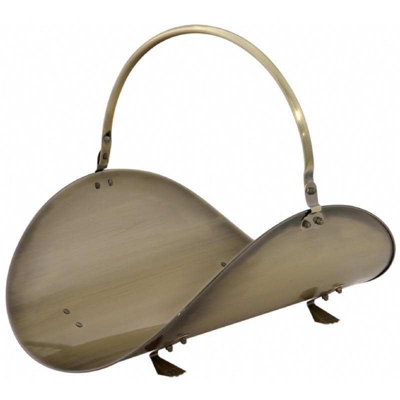 19" Antique Brass Woodbasket : Fire Pits & Fireplaces