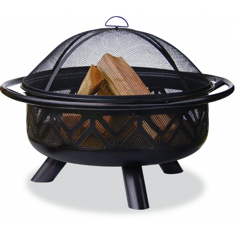 Home & Garden: Fire Pits & Fireplaces: Oil Rubbed Bronze Outdoor Fire Pit with Geometric Design