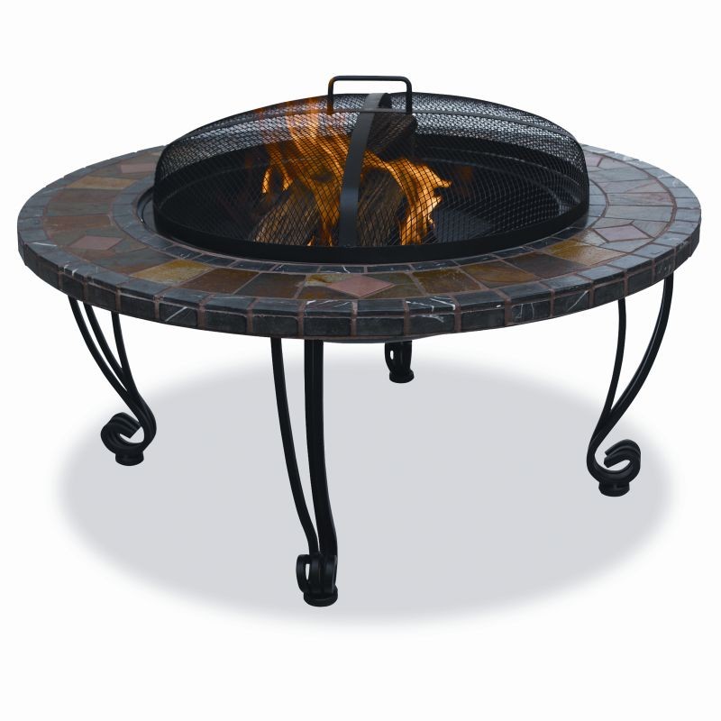 Home & Garden: Fire Pits & Fireplaces: Slate Tile Copper Outdoor Fire Pit 34 inch