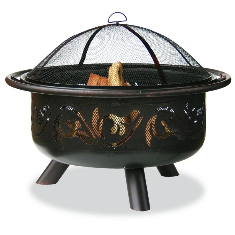 Oil Rubbed Bronze Outdoor Fire Pit with Swirl Design : Fire Pits & Fireplaces