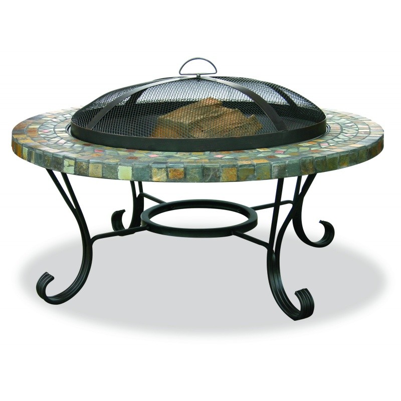 Home & Garden: Fire Pits & Fireplaces: Slate Tile Copper Accent Outdoor Fire Pit 34 inch