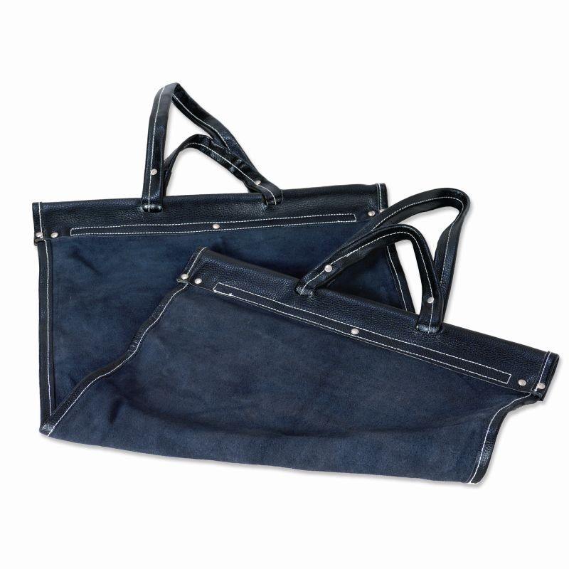 Wood Carrier Black Leather Tote
