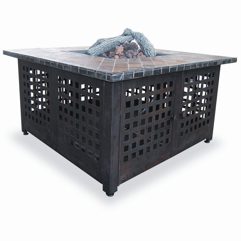 Gas Fire Pit Heater with Slate Mantel