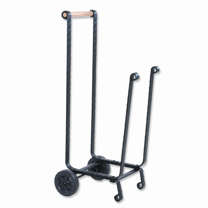 Wrought Iron Large Black Log Rack with Wheels Wrought Iron Large Black Log Rack with Wheels