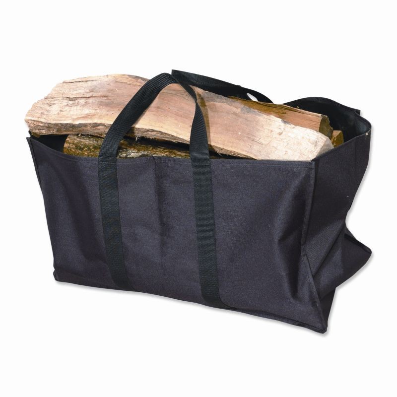 Wood Log Carrier Black Canvas Tote Wood Log Carrier Black Canvas Tote