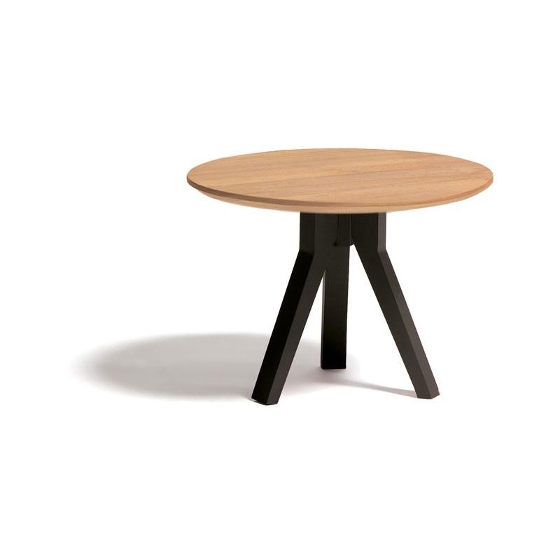 Vieques Round Modern Outdoor Side Table 24 inch with Teak Top