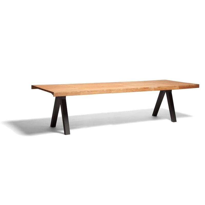 Vieques Rectangle Modern Outdoor Dining Table 106 inch with Teak Top