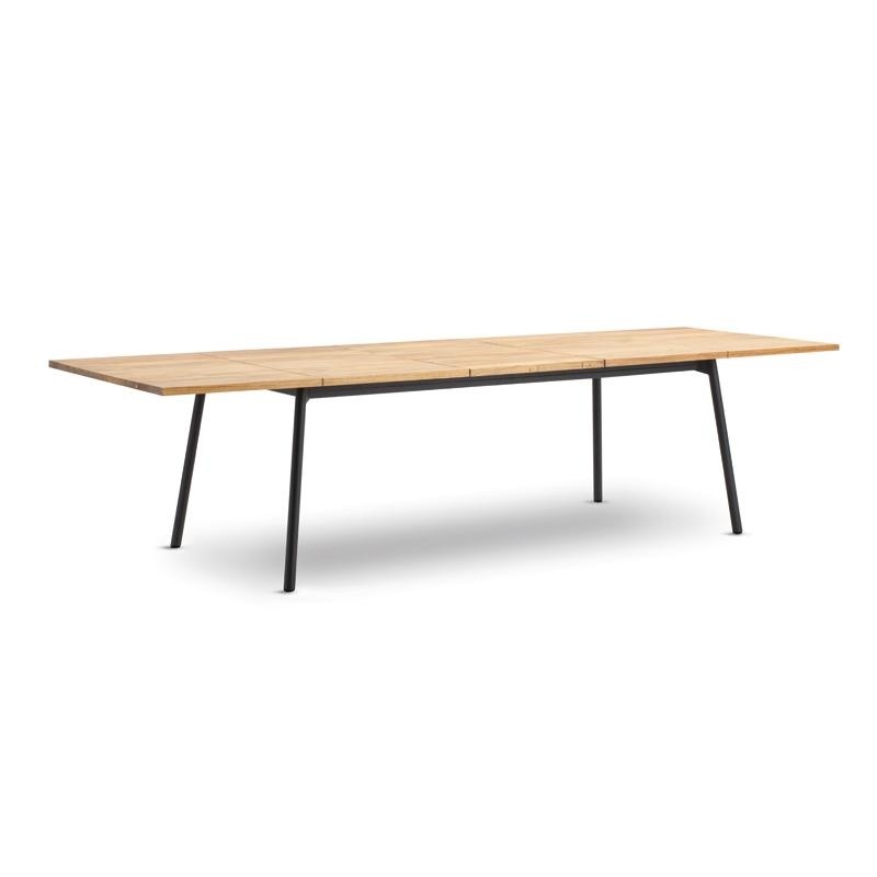Bitta Rectangle Modern Outdoor Dining Table with Teak Top Extendable