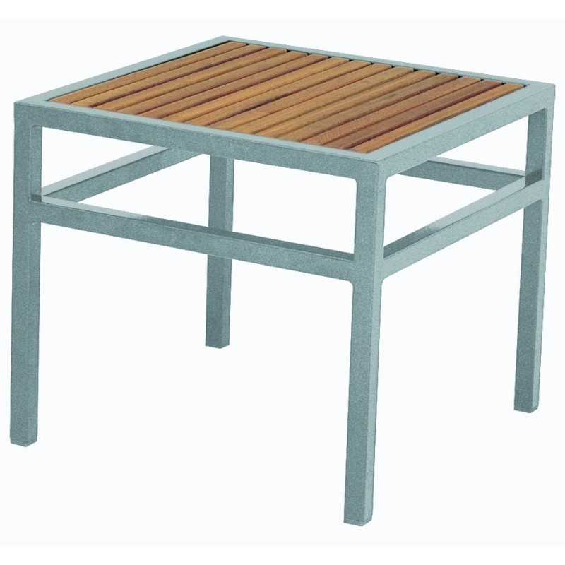 Via Square Outdoor Side Table w/ Teak Top : Coffee Tables