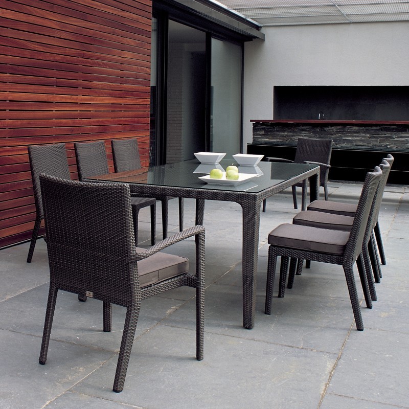 Outdoor Furniture: Kettal: Delta Collection: Prisma Outdoor Wicker Dining Set 9-Piece