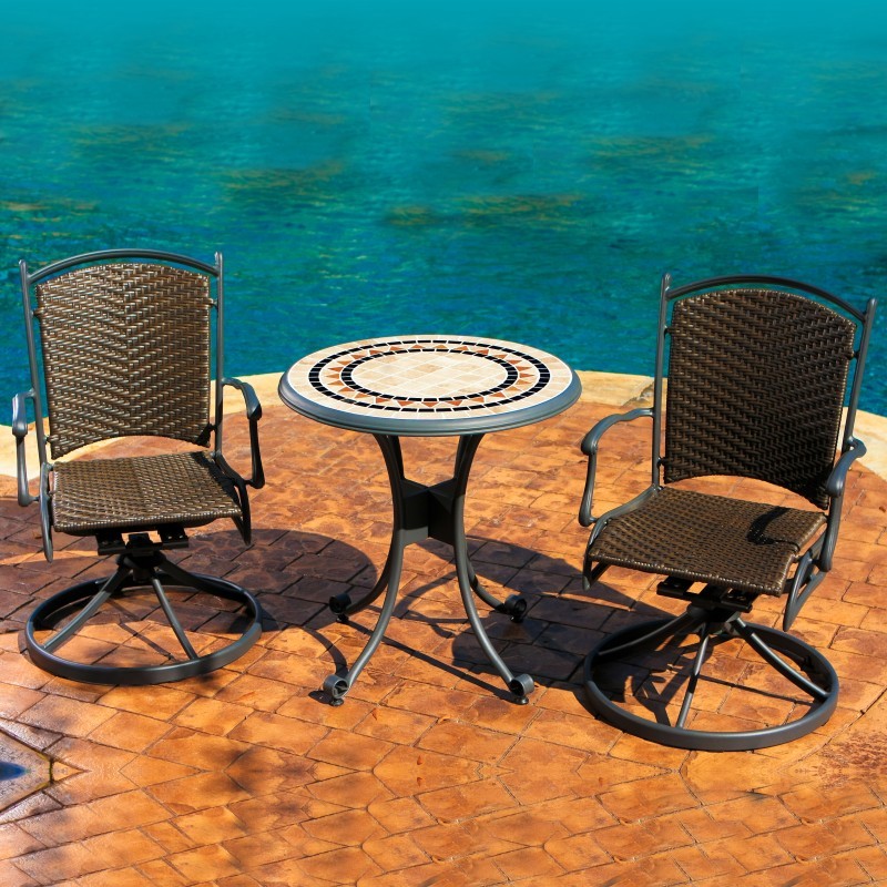 Tuscan 3 Piece Swivel Outdoor Bistro Set