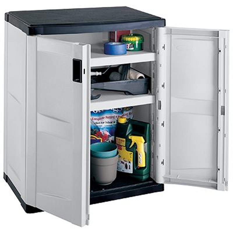 Utility Storage Cabinet with 2 Shelves Gray - Black