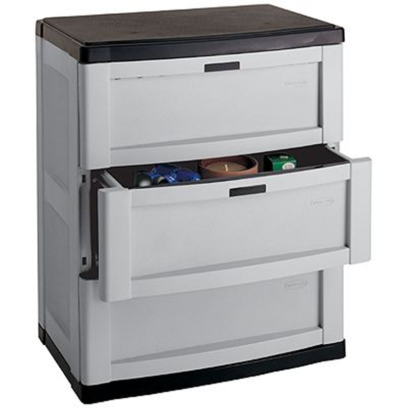 Three Drawer Cabinet Gray - Black