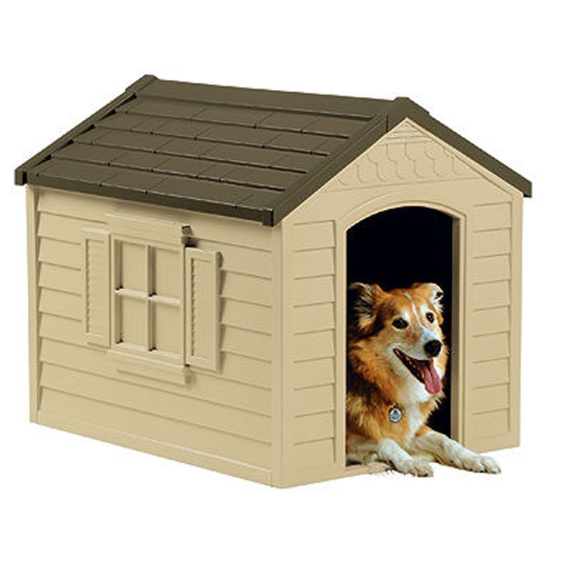 Medium Dog House - Tan with Green Roof alternative photo #0