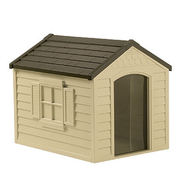 Medium Dog House - Tan with Green Roof alternative photo #1