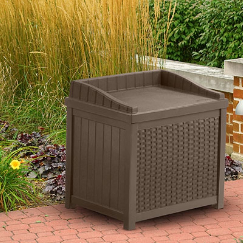 Home & Garden: Outdoor Storage Boxes: Resin Wicker Patio Storage Seat 22 Gallons