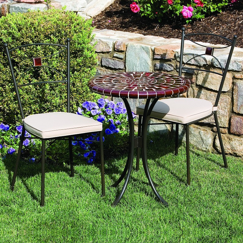 Wrought Iron Bistro Set 3-Pcs - Cognac