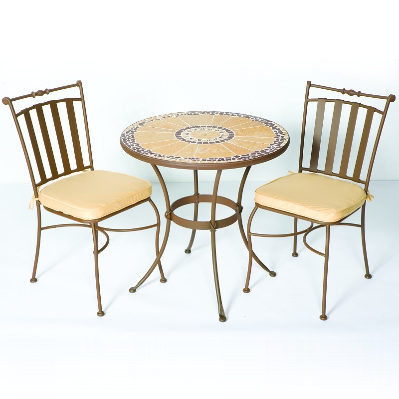 Outdoor Furniture: Alfresco: Wrought Iron Bistro Set 3-Pcs - Arancio