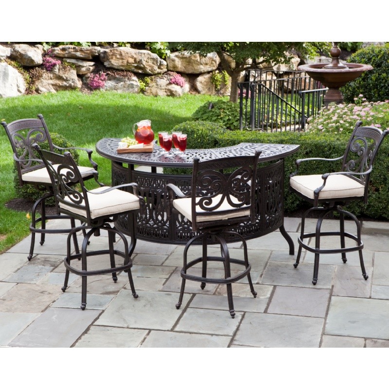 Outdoor Furniture: Outdoor Patio Dining Sets: Farfalla Cast Aluminum Patio Bar High Party Set 5 Piece