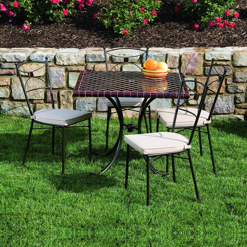 Outdoor Furniture: Alfresco: Wrought Iron Dining Set 5-Pcs - Cognac