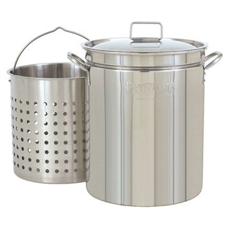 Cookware: Stockpots: Steam Boil Fry Stockpot - 36 Qt Stainless Steel