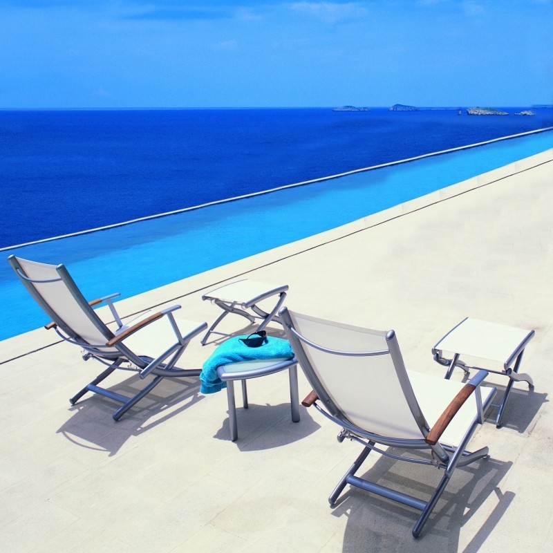 Outdoor Furniture: Aluminum: Rivage Aluminum Lounge Set 5-Piece