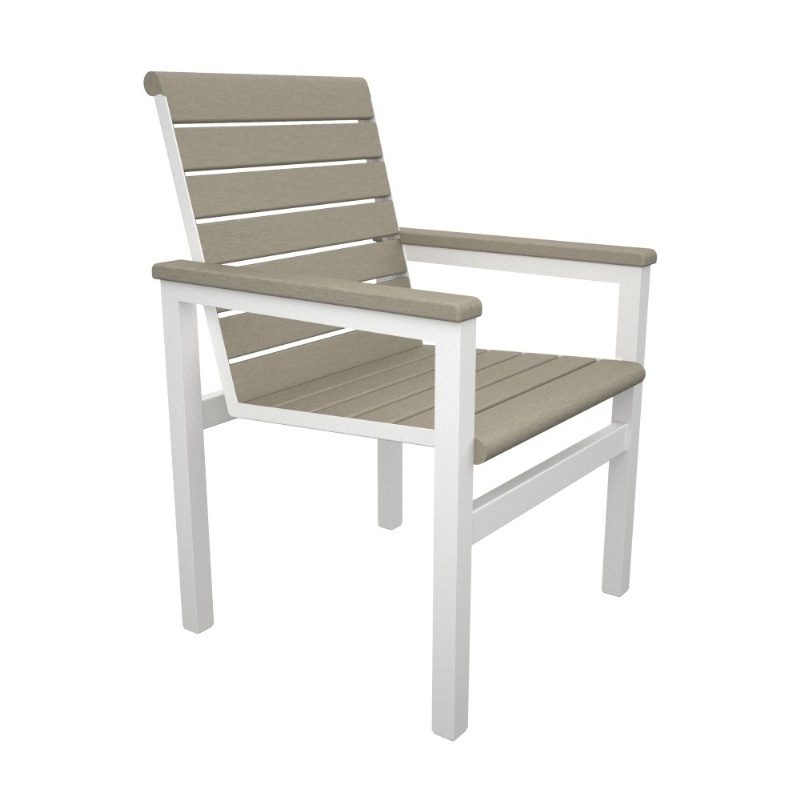 Mod Aluminum Outdoor Arm Chair with Traditional Polywood Slats : Dining Chairs