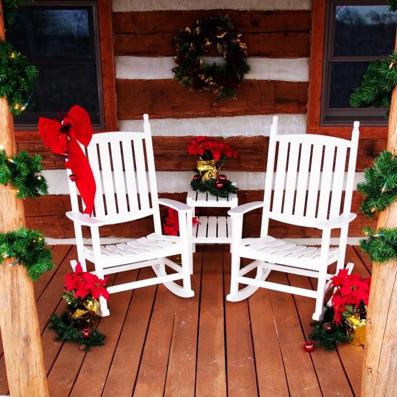 Outdoor Rocker Seating Set 3 Piece White