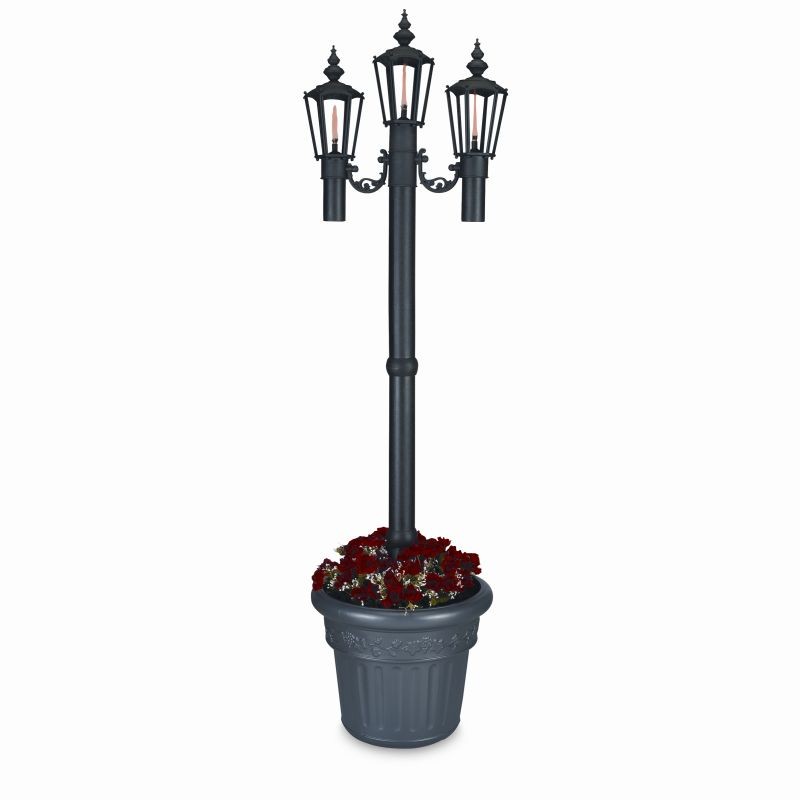 Newport Three Citronella Planter Torch Lamp Black