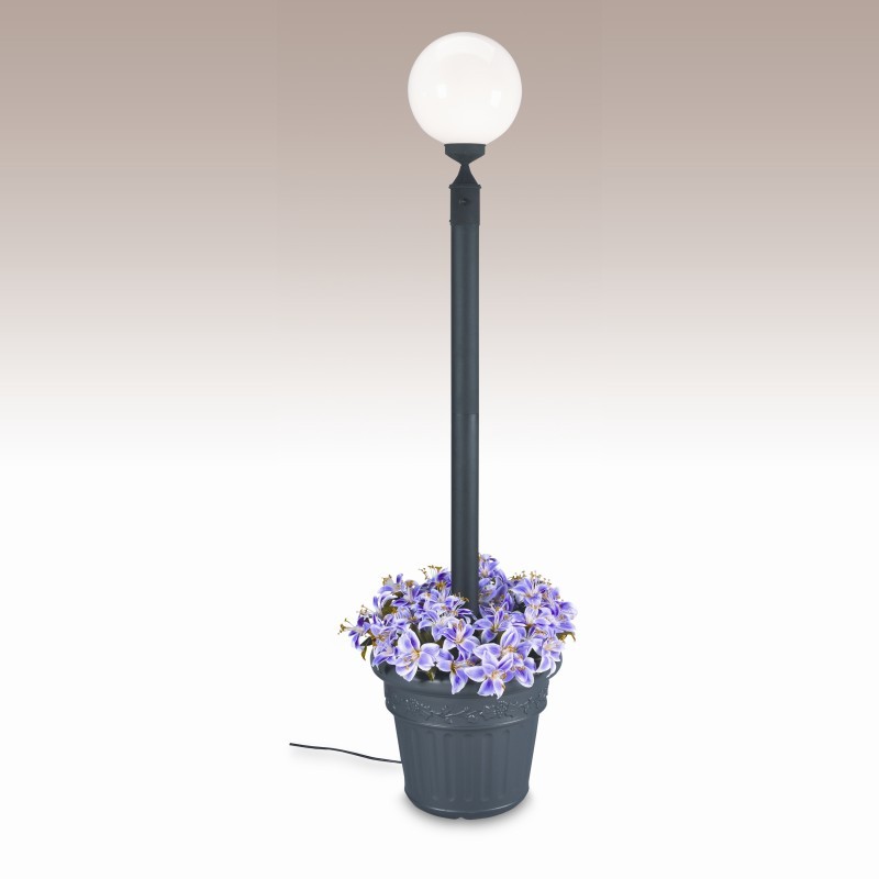 Lighting: Outdoor Garden Lamps: European Globe Portable Planter Patio Lamp Black