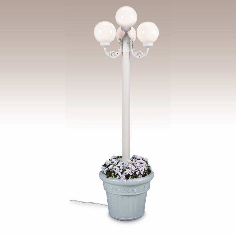 Lighting: Outdoor Garden Lamps: European 4 Globe Portable Planter Patio Lamp White Globes White
