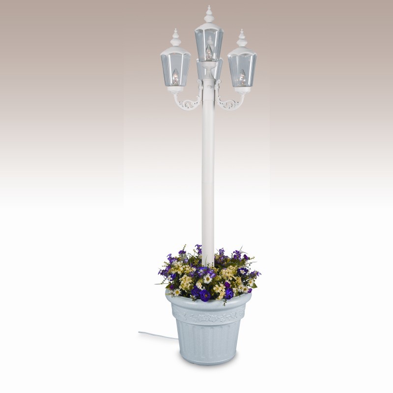 Cambridge Park Style Four Lantern Planter Patio Lamp Black : Outdoor Garden Lamps