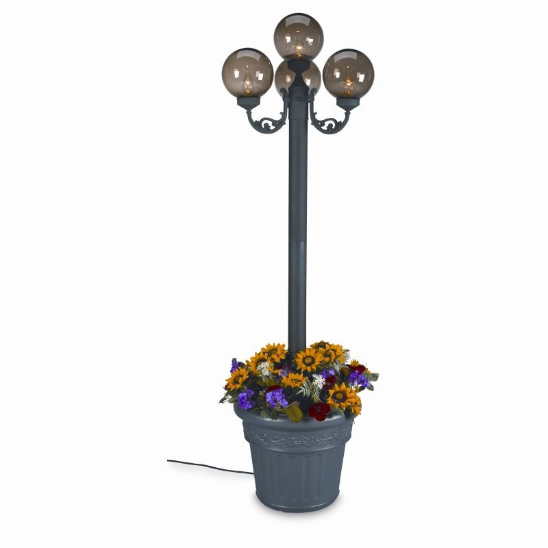 Lighting: Outdoor Garden Lamps: European 4 Globe Portable Planter Patio Lamp Bronze Globes