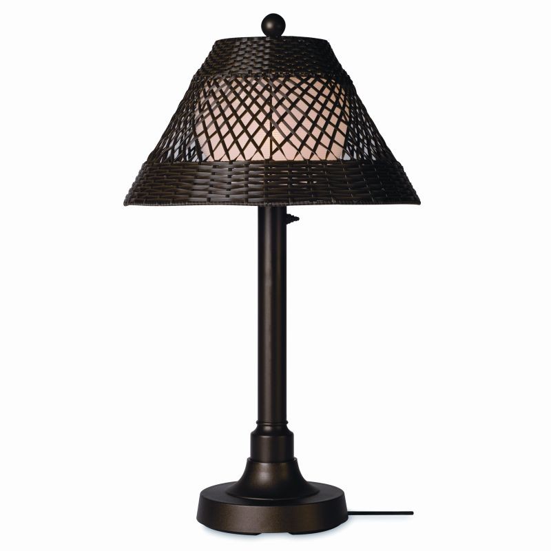 Lighting: Outdoor Table Lamps: Java Outdoor Table Lamp 34 × 2 inches Walnut Wicker