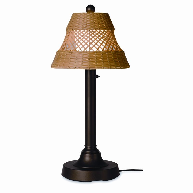 Lighting: Outdoor Table Lamps: Java Outdoor Table Lamp 30 inch Honey Wicker