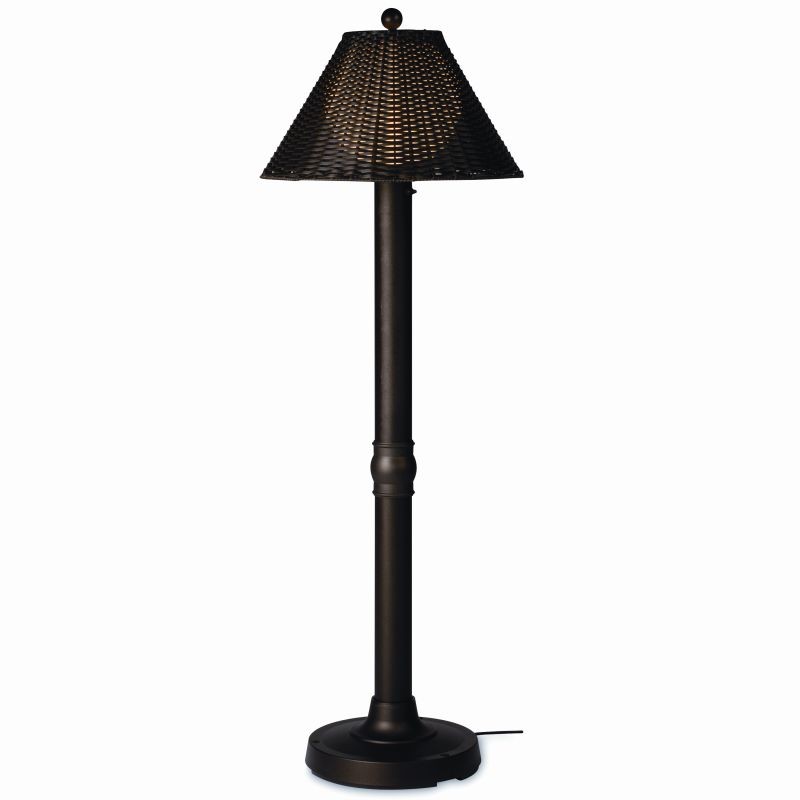 Lighting: Outdoor Floor Lamps: Tahiti 2 Outdoor Floor Lamp Walnut Wicker