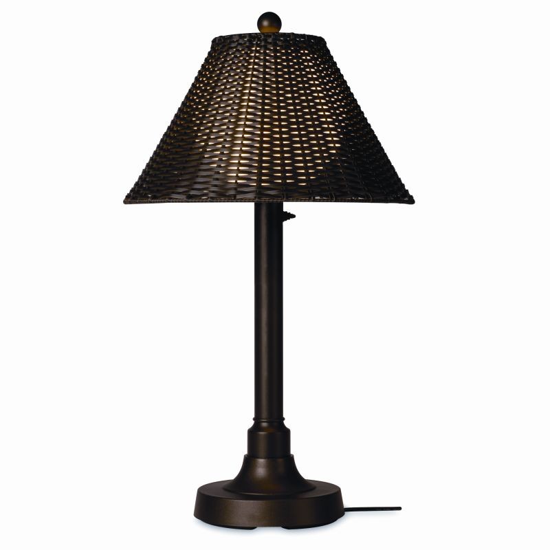 Tahiti 2 Outdoor Table Lamp 34x2 Walnut Wicker : Outdoor Table Lamps