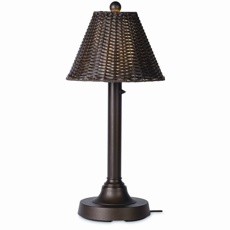 Tahiti 2 Patio Table Lamp 30 inch Walnut Wicker : Outdoor Table Lamps
