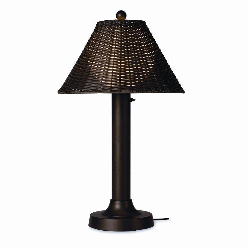 Tahiti 2 Outdoor Table Lamp 34x3 Walnut Wicker : Outdoor Table Lamps