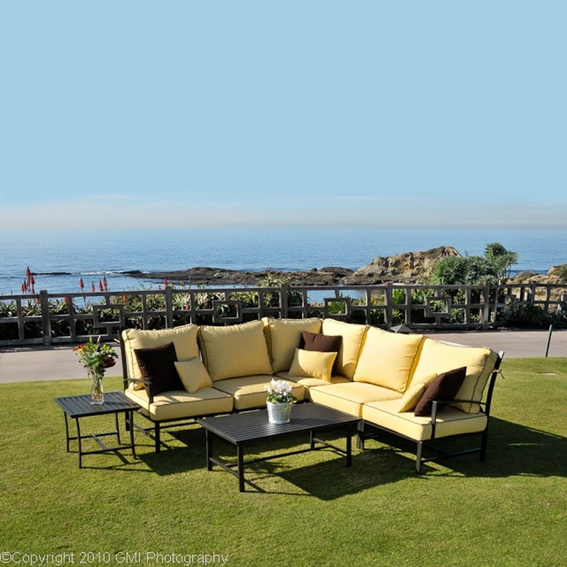 San Michelle Cast Aluminum Club Sectional Seating Set 7 piece